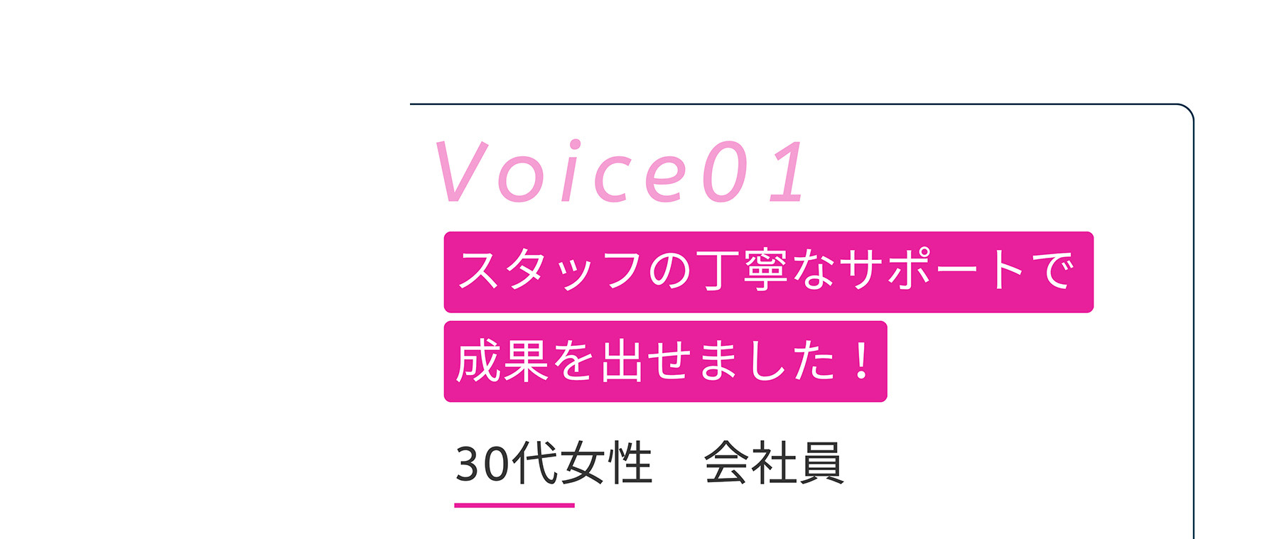 Voice01 スタッフの丁寧なサポートで成果を出せました!30代女性会社員